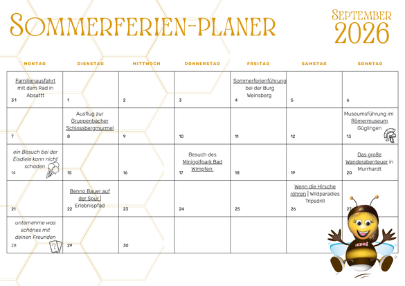 Sommerferien-Planer für die gesamte Familie | September 2026