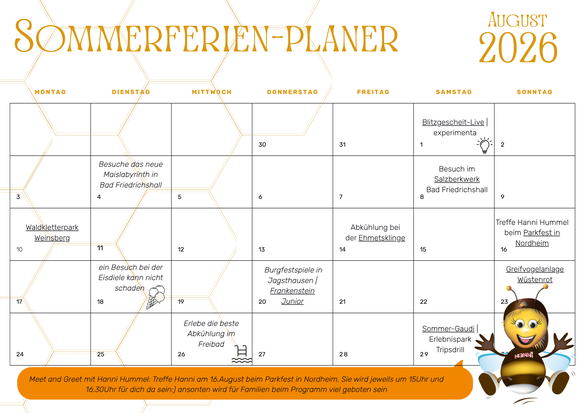 Sommerferien-Planer für die gesamte Familie | August 2026