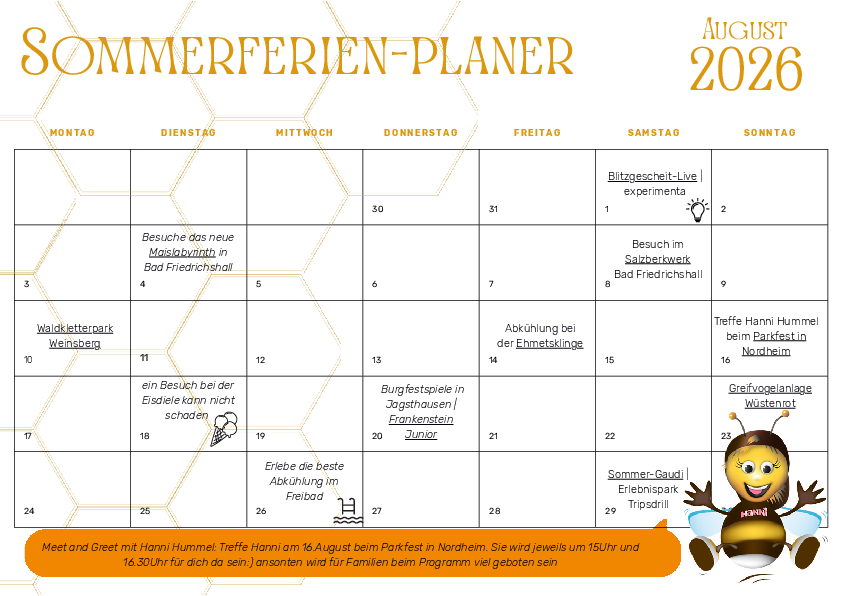 Hanni Hummel Sommerferien-Planer_August & September 2026